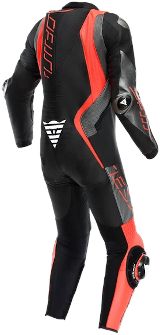 Audax D-Zip perforated 1-Piece Motorcycle Leather Suit Black/Red 2
