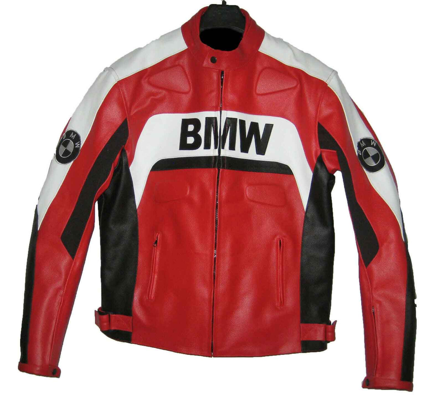 BMW Motorcycle White And Blue Racing Leather Jacket front