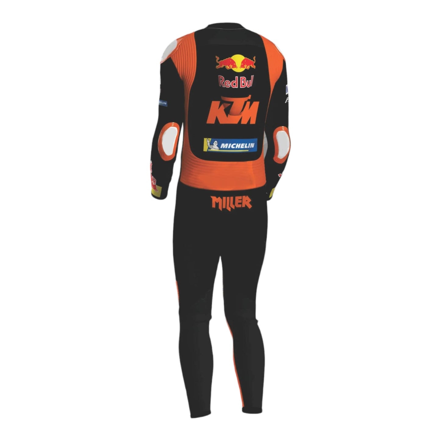 Black n Orang Jack Miller KTM Red Bull 2024 Racing Suit back