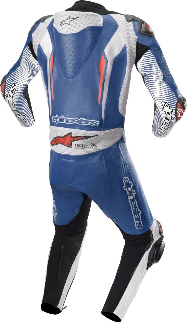 Racing Absolute One Piece Perforated Motorcycle Leather Suit White / Blue
