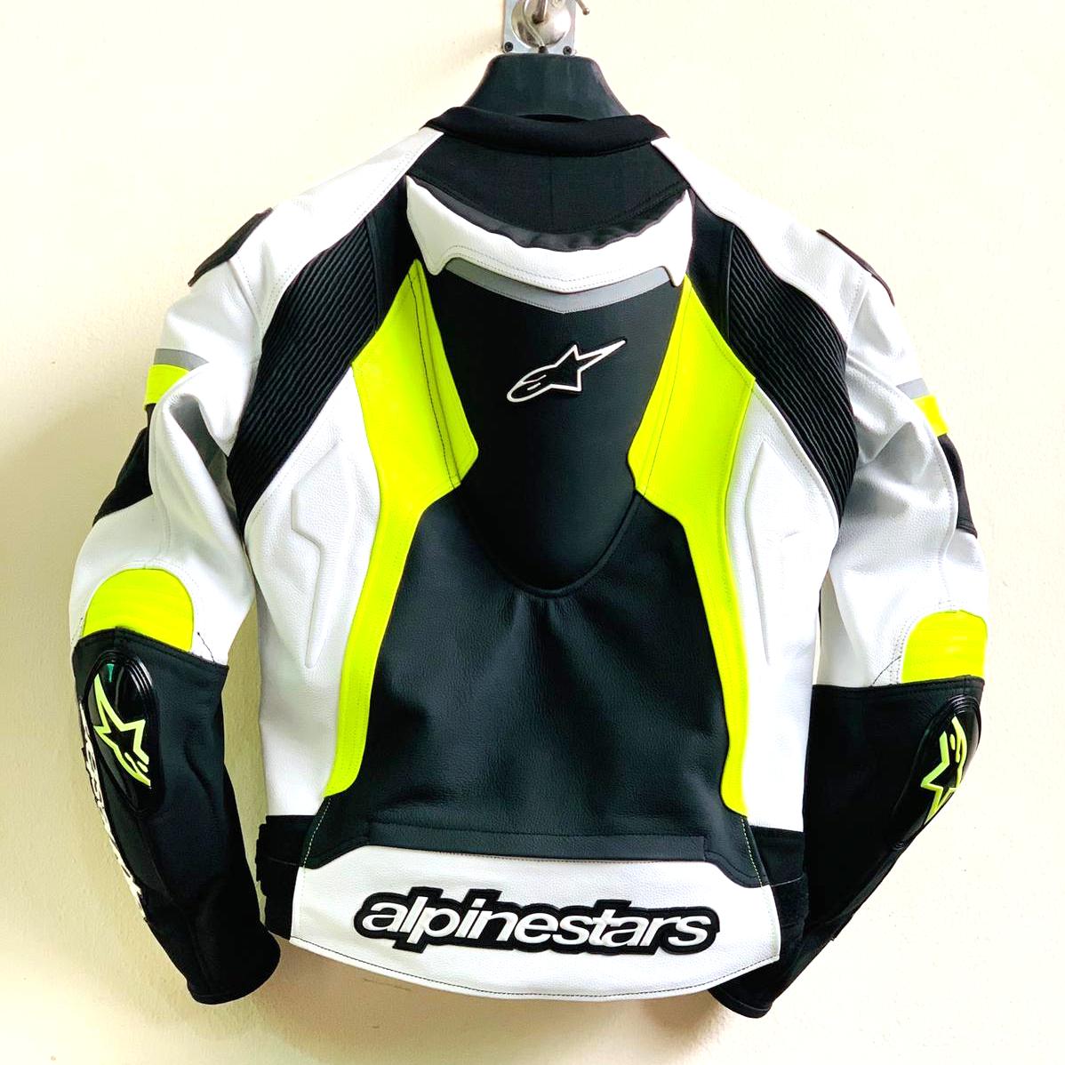 Damoto Celer Motorbike Leather Motorcycle Jacket Black/Yellow/White