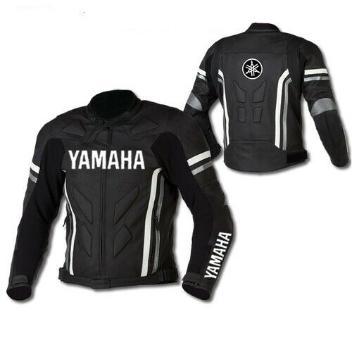DAJ 0232 Yamaha black Motorbike Riding Leather Racing Jacket