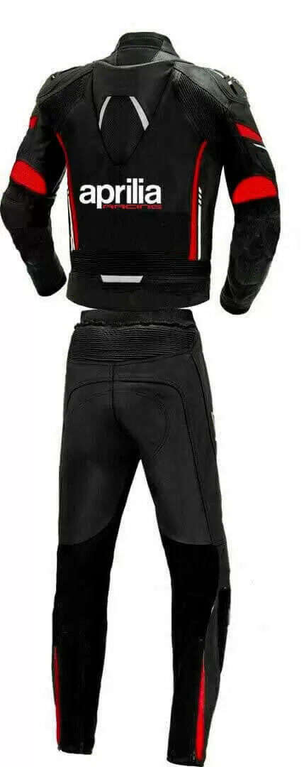 Aprilia Black And Red Motorcycle Racing Leather Suit