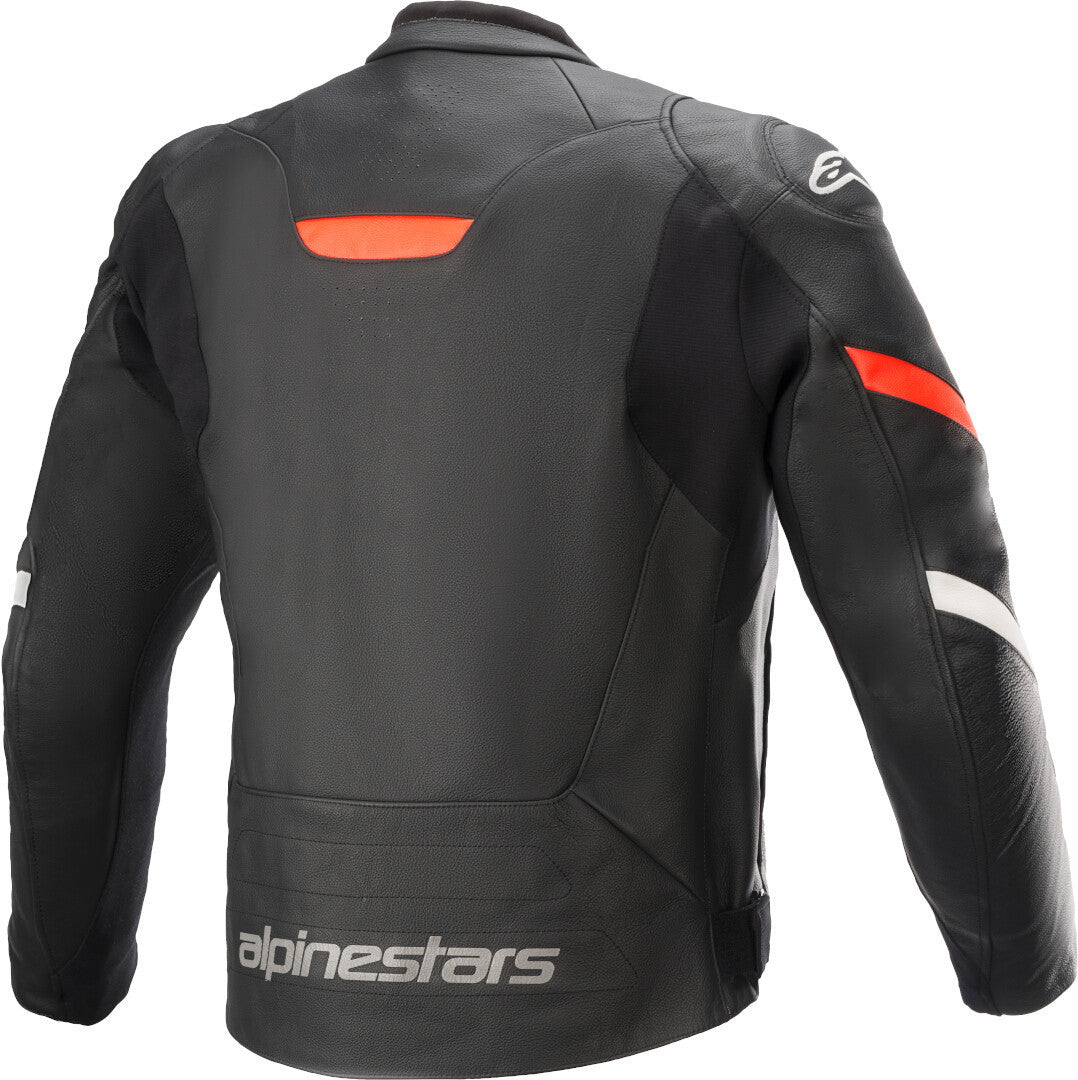 Damoto Faster V2 Motorcycle Leather Jacket Motorbike Jacket Black/Flou Red