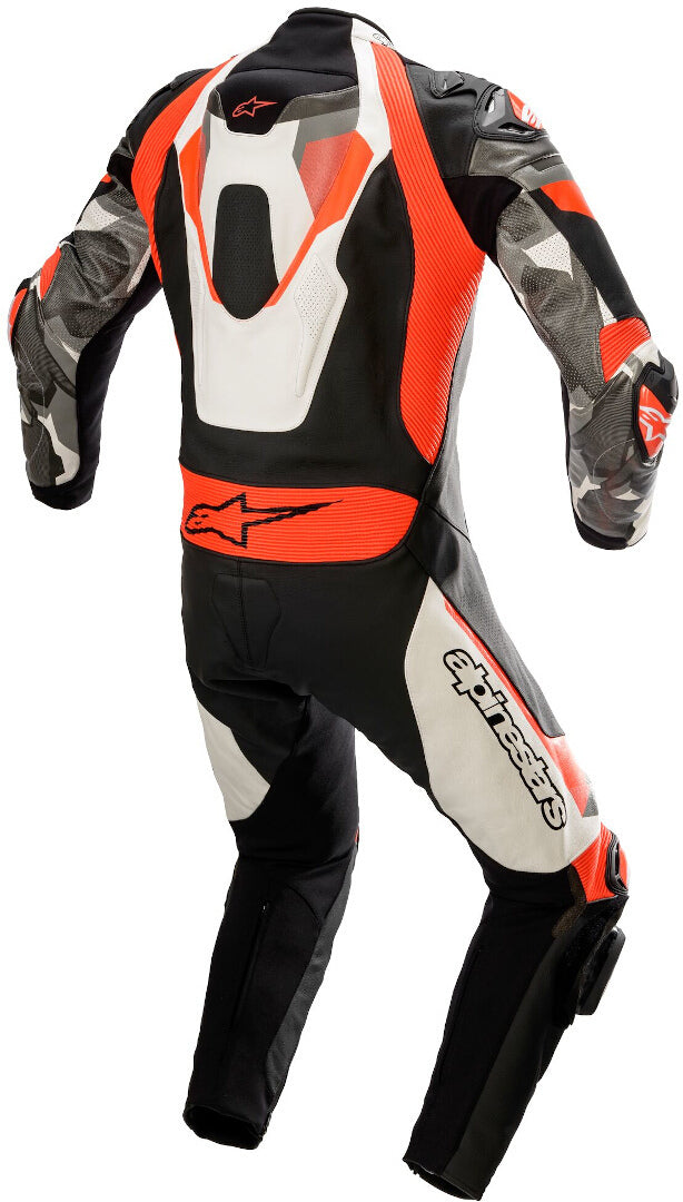 Atem V4 One Piece Motorcycle Leather Suit Black / White / Red