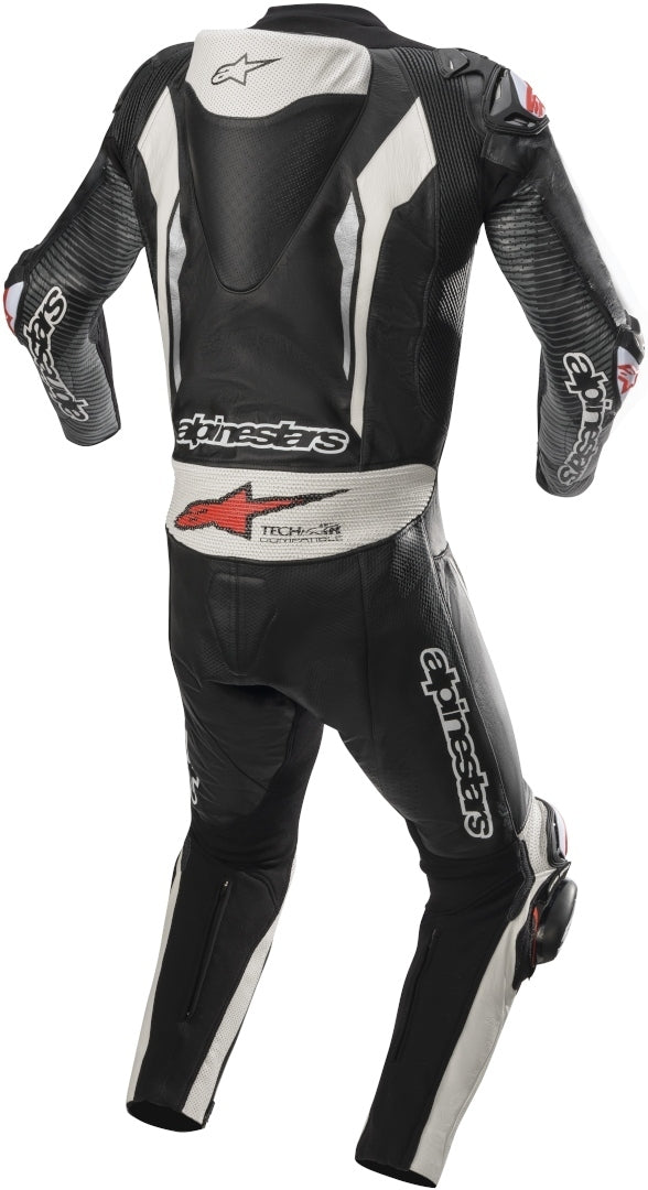 Racing Absolute One Piece Perforated Motorcycle Leather Suit Black / White