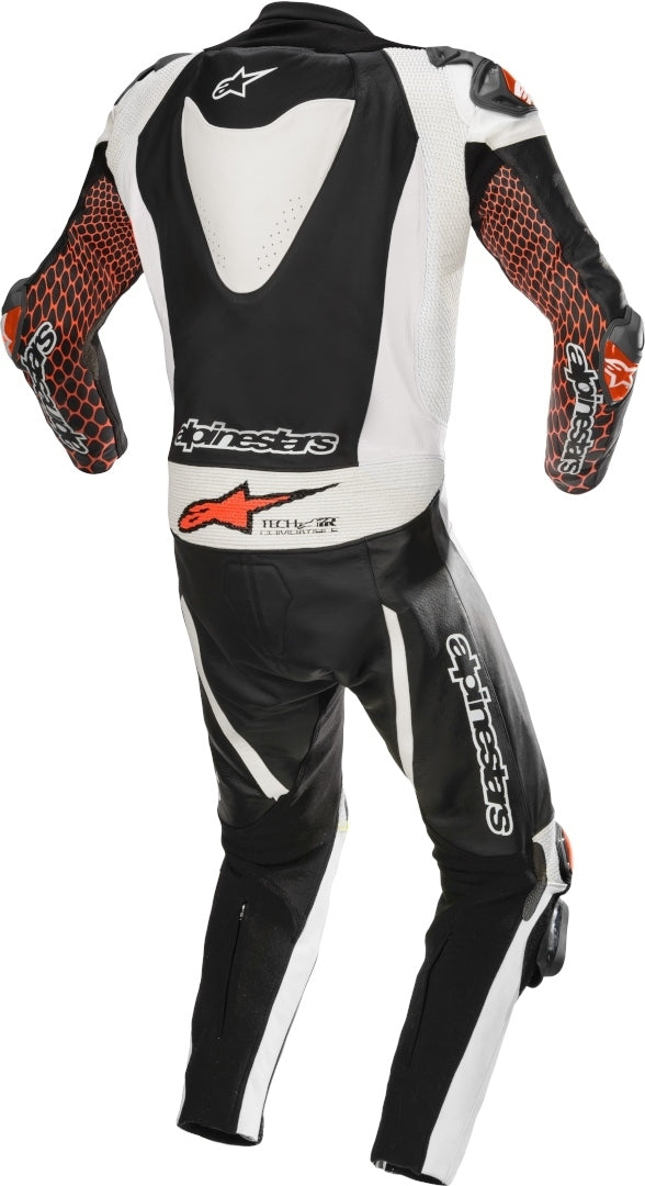 GP Tech v3 One Piece Perforated Motorcycle Leather Suit Black / White / Chrome