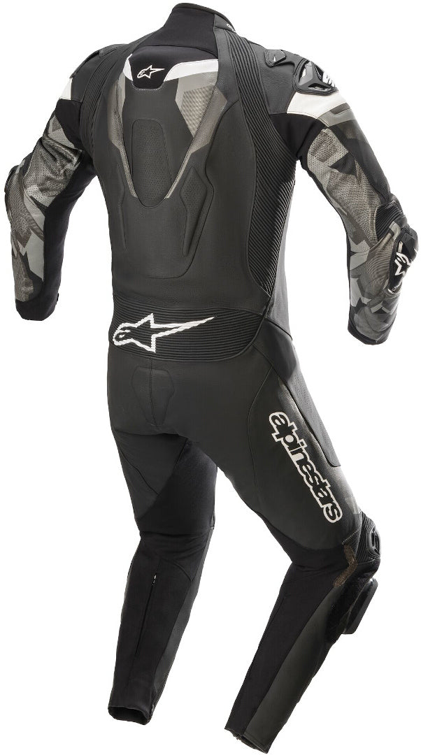 Atem V4 One Piece Motorcycle Leather Suit Black / White / Grey