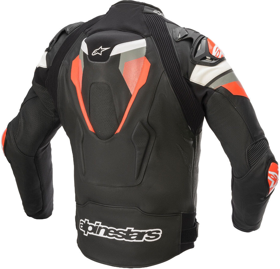 Damoto Atem V4 Motorcycle Leather Jacket Black/Orange Flourcent