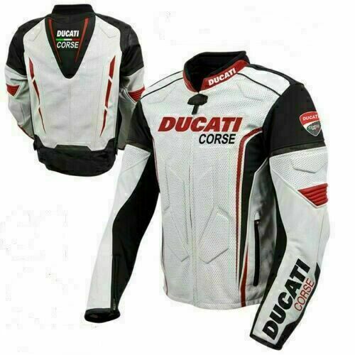 DAJ 0221 Ducati Corse White Motorbike Leather Jacket