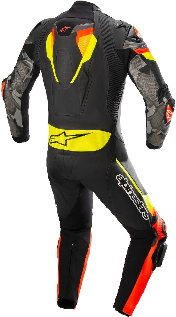 Atem V4 One Piece Motorcycle Leather Suit Black / Red / Yellow