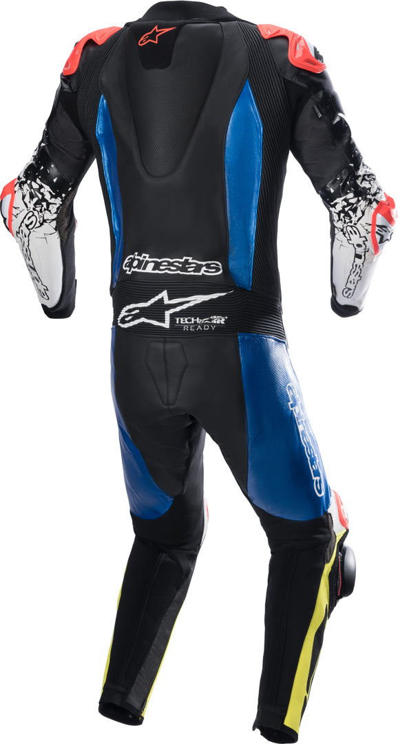 GP Tech 4 One Piece Motorcycle Leather Suit Black / Blue / Yellow