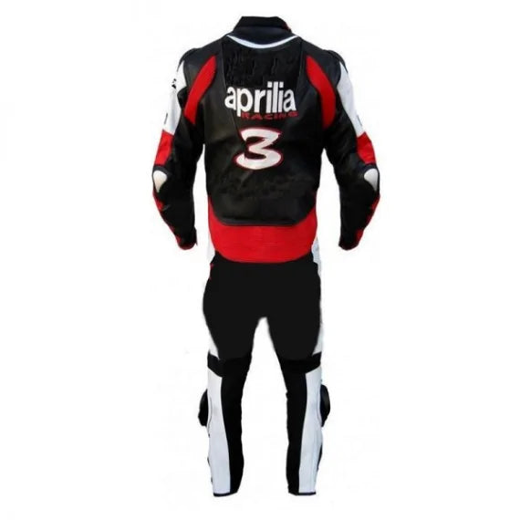 Custom Aprilia Racing Motorcycle Leather Suit back