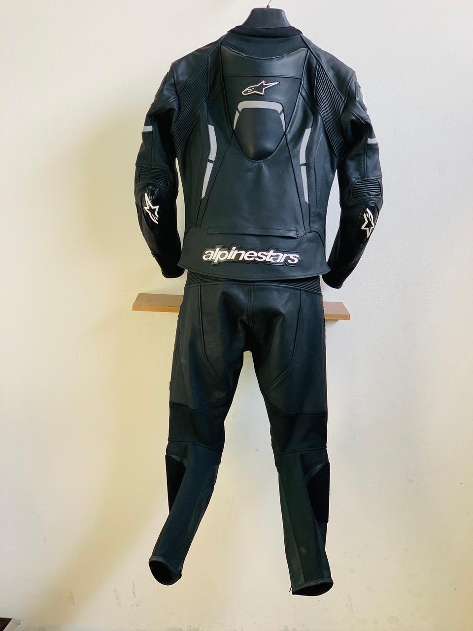 Black Alpinestar Celer Replica Motorcycle Leather Suit Two Piece / Gp Pro Gloves / Gp Pro Boots