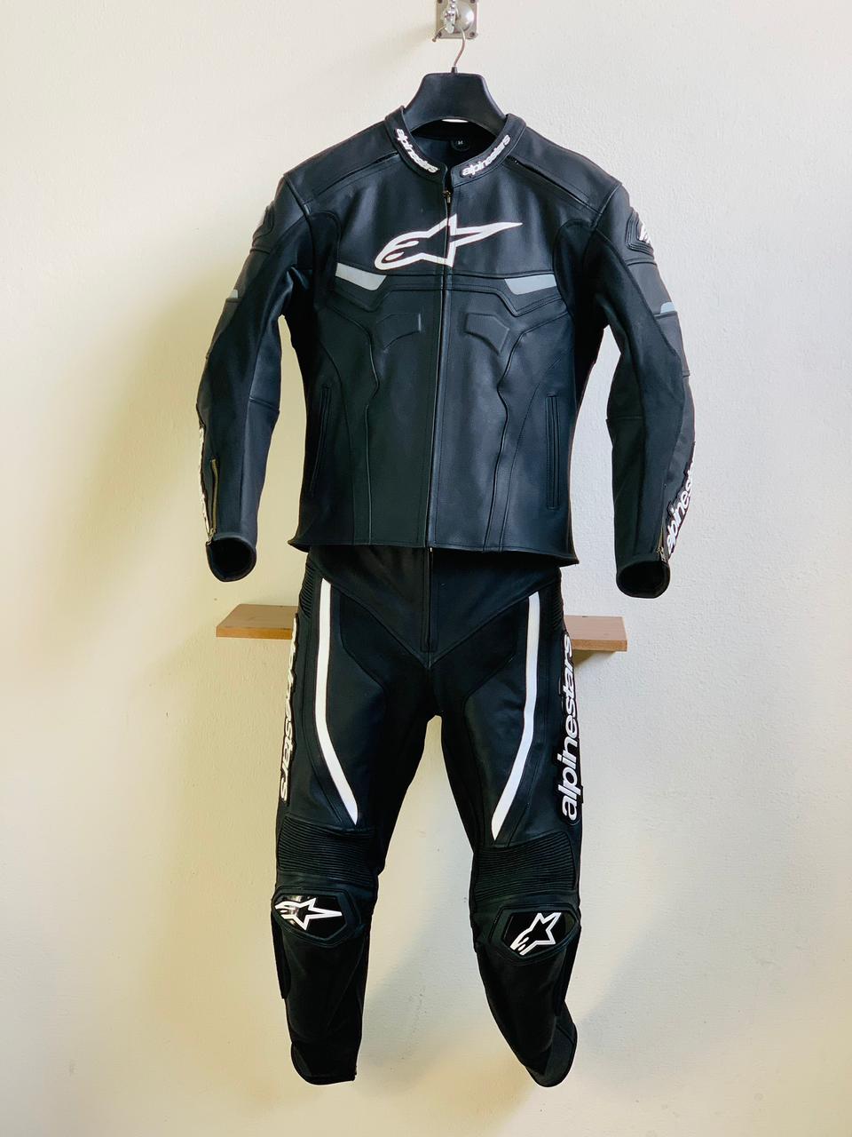 Black Alpinestar Celer Replica Motorcycle Leather Suit Two Piece / Gp Pro Gloves / Gp Pro Boots
