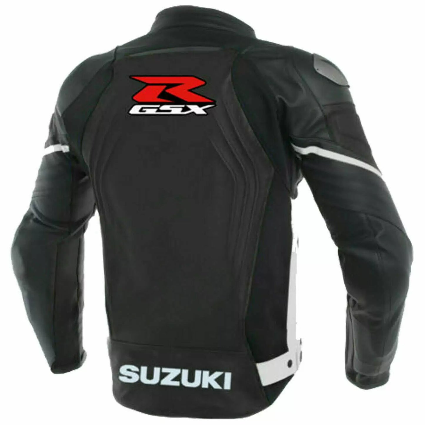 Suzuki GSXR Black Motorcycle Leather Jacket back