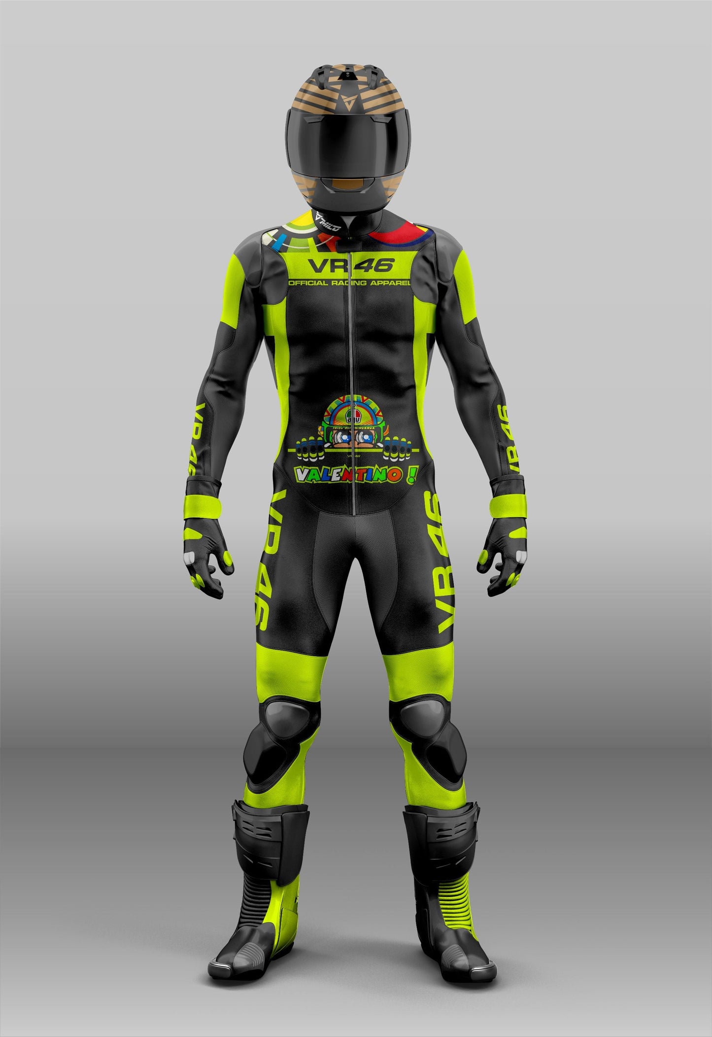 VR 46 Custom Design MotoGP Leather Motorcycle Racing Suit - Protective Motorbike CE Certified Suit 1