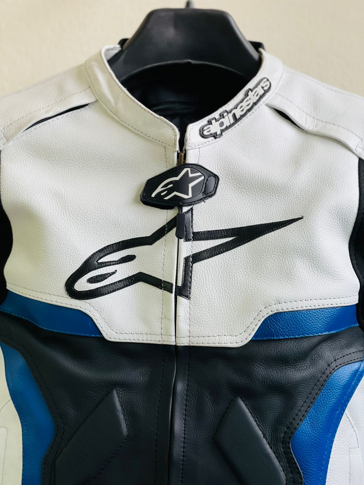 Damoto Celer Motorbike Leather Motorcycle Jacket Black/Blue/White