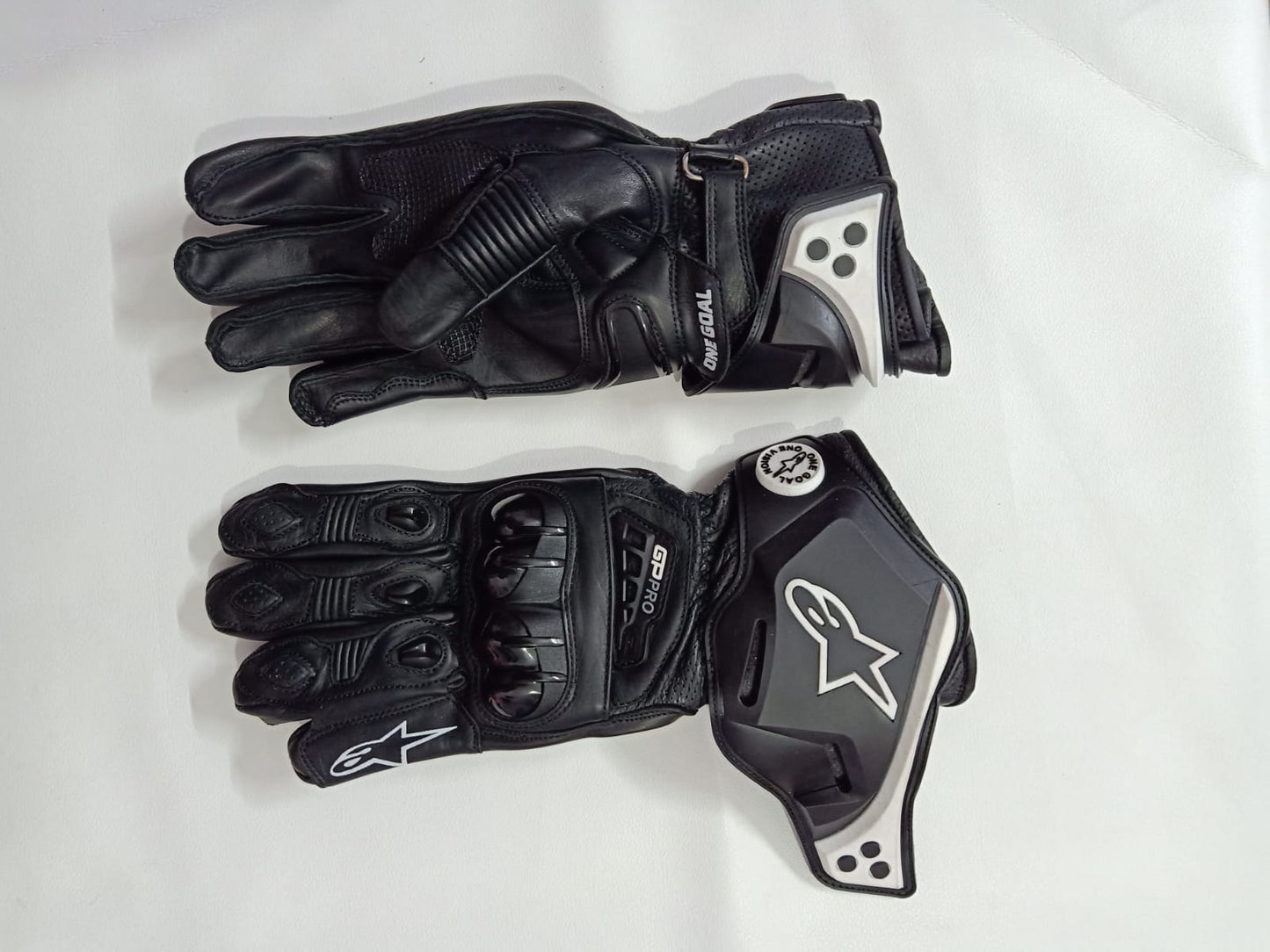 Black Alpinestar Celer Replica Motorcycle Leather Suit Two Piece / Gp Pro Gloves / Gp Pro Boots