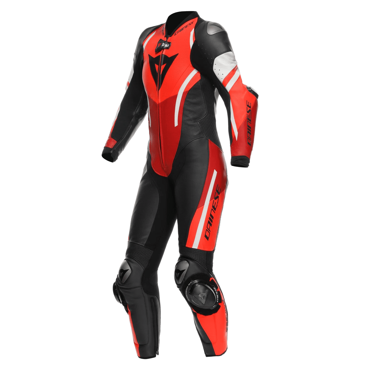 MISANO 3 PERFORATED 1PC LEATHER SUIT WMN BLACK/RED/FLUO-RED
