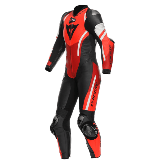 MISANO 3 PERFORATED 1PC LEATHER SUIT WMN BLACK/RED/FLUO-RED