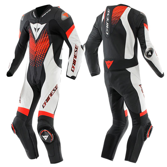 Laguna Seca 6 One Piece Motorcycle Leather Suit Black/White/Red