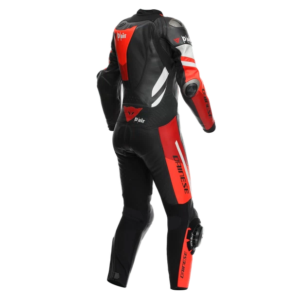 MISANO 3 PERFORATED 1PC LEATHER SUIT WMN BLACK/RED/FLUO-RED