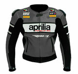 Aprilia Motorcycle Gray Racing Leather Jacket