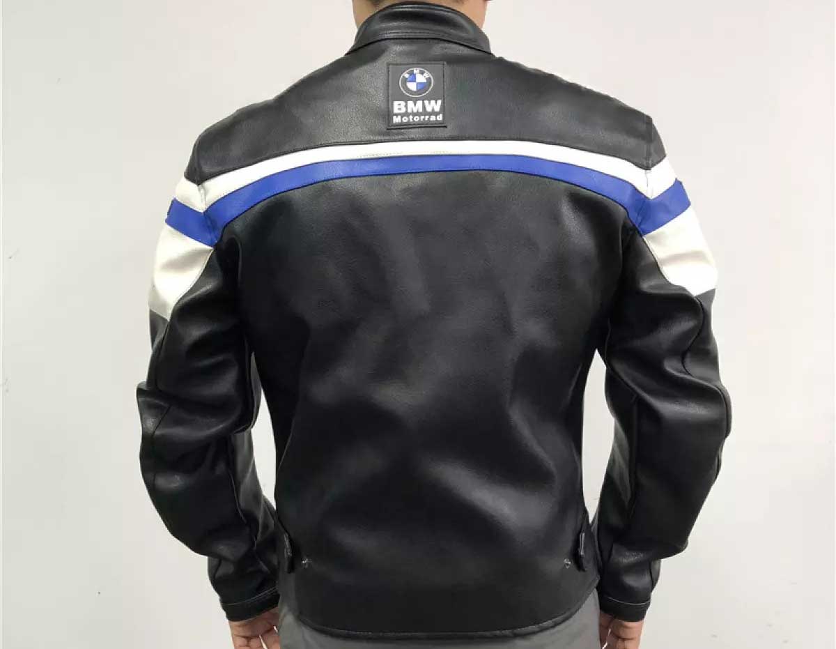 BMW Motorrad Motorcycle Black Leather Jacket back