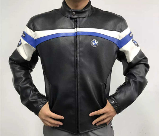 BMW Motorrad Motorcycle Black Leather Jacket front