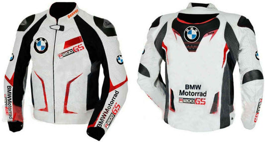 BMW R1200GS Motorcycle Racing Leather Jacket front back
