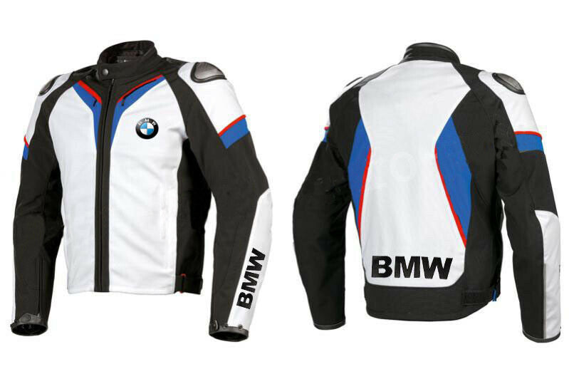 BMW Racing White Safety Pads Jacket front back