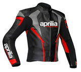 Black Aprilia Motorcycle Racing Leather Jacket
