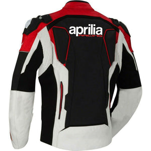 Black Red Aprilia Motorcycle Racing Leather Jacket