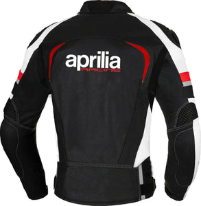 Black White Aprilia Motorcycle Racing Leather Jacket