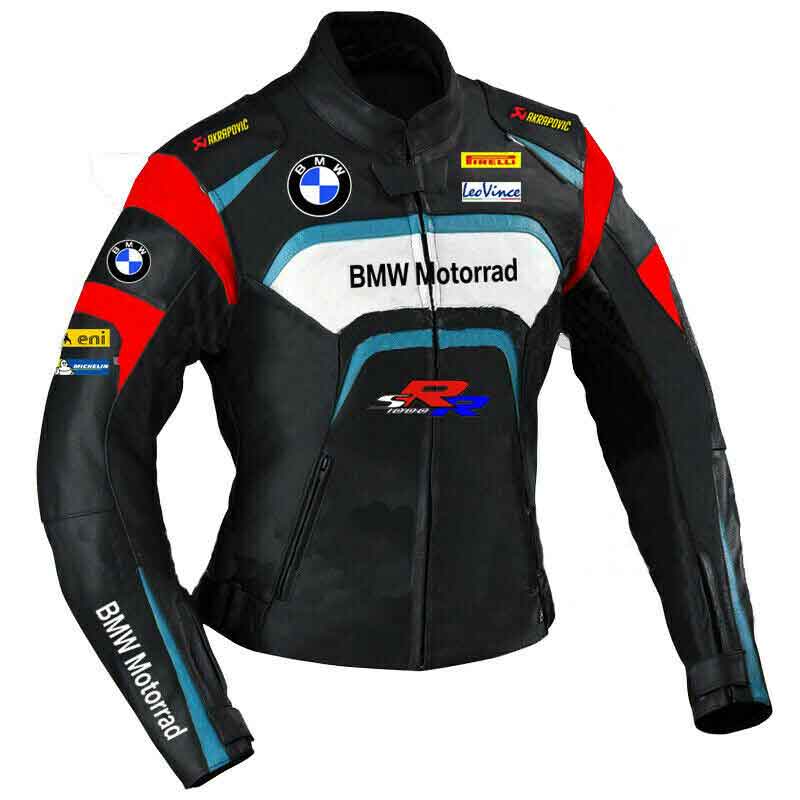 Black BMW Motorrad Motorcycle S1000RR Leather Jacket front