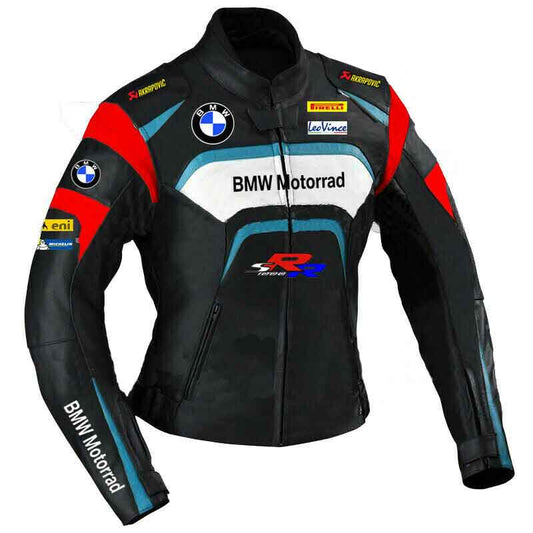 Black BMW Motorrad Motorcycle S1000RR Leather Jacket front