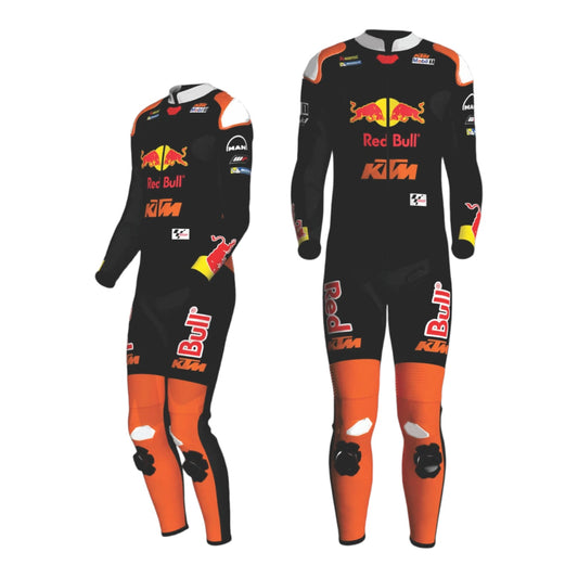 Black n Orang Jack Miller KTM Red Bull 2024 Racing Suit front
