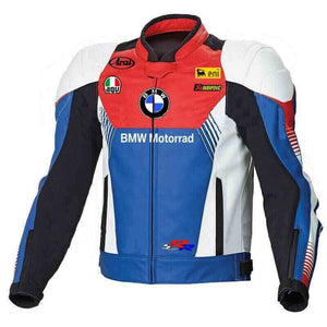 Blue White BMW Motorcycle Racing Leather Jacket