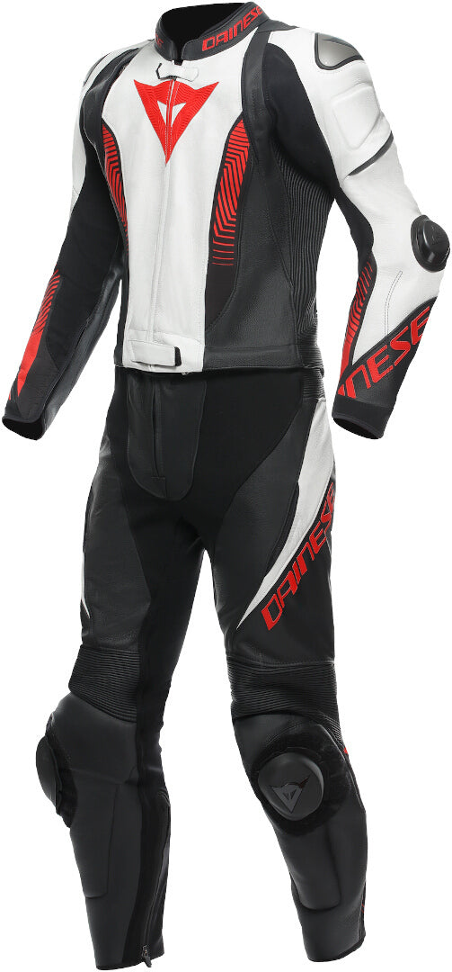 Customized Laguna Seca 6 Leather Motorcycle Motorbike Suit White Black front