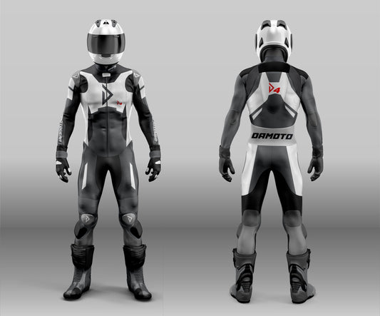 Damotogear Gp Plus V4 Sprint Motorcycle Motorbike Leather Suit Black/white