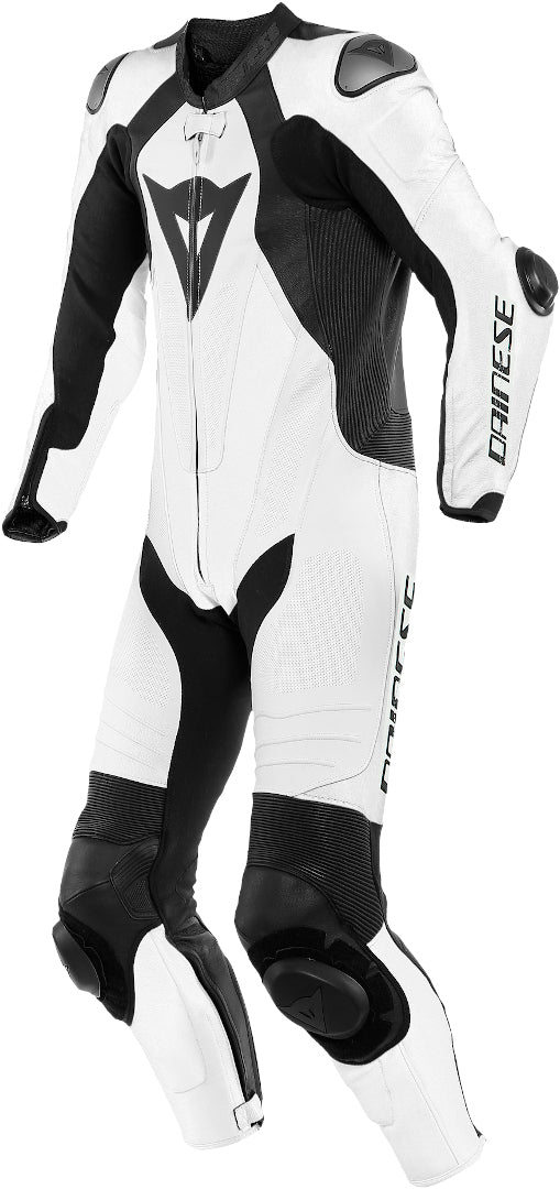 Laguna Seca 5 One Piece Perforated Motorcycle Leather Suit Black/White front