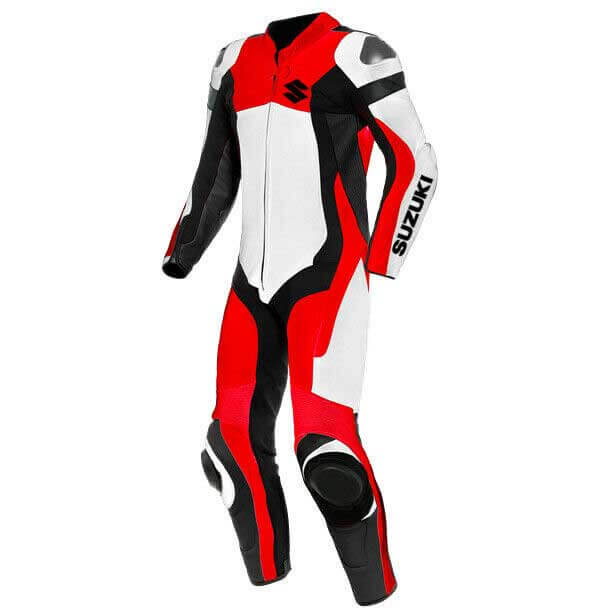 Suzuki GSXR Motorcycle Red And White Leather Suit