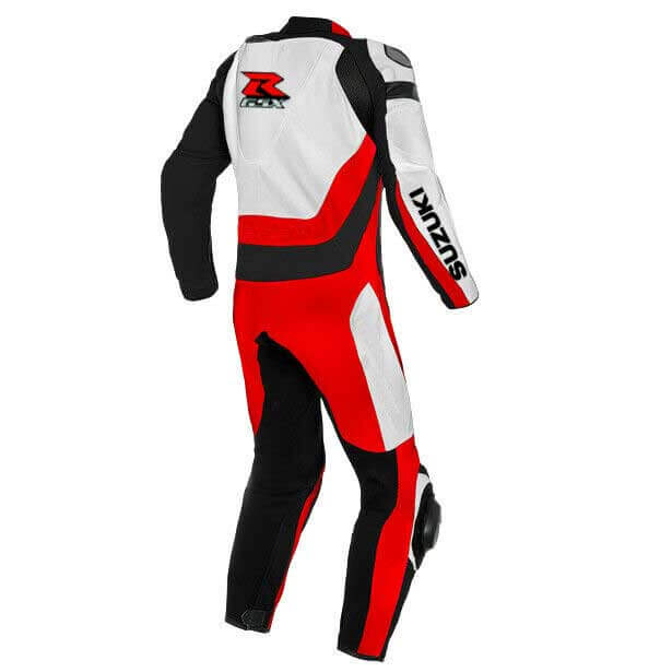Suzuki GSXR Motorcycle Red And White Leather Suit