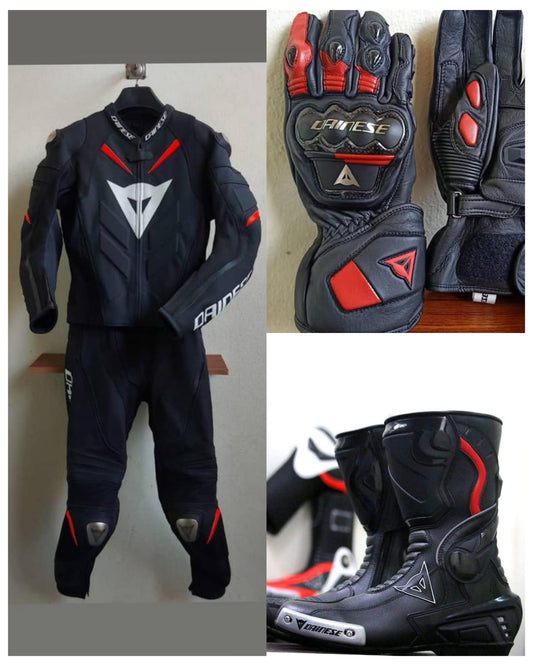 Super Speed D1 Motorcycle Leather Suit two piece metal d1 gloves d1 boots full kit