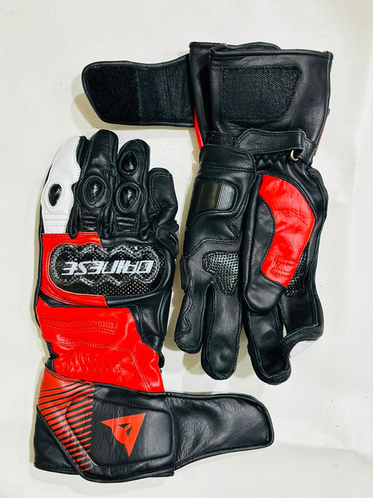 Druid 4 Leather Motorcycle Gloves Black/Red