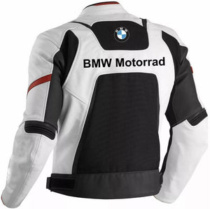 White Black BMW Motorrad Motorcycle Leather Jacket