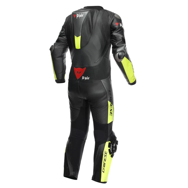 MISANO 3 Perforated 1PC LEATHER SUIT BLACK/ANTHRACITE/FLUO-YELLOW