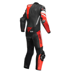MISANO 3 Perforated 1PC LEATHER SUIT BLACK/RED/FLUO-RED