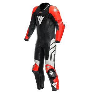 MUGELLO 3 Perforated 1PC LEATHER SUIT BLACK/FLUO-RED/WHITE
